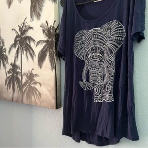 Blue Elephant Cold Shoulder Tee Shirt